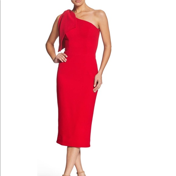 Dress The Population - Tiffany One-Shoulder Red Midi Dress - Picture 1 of 3